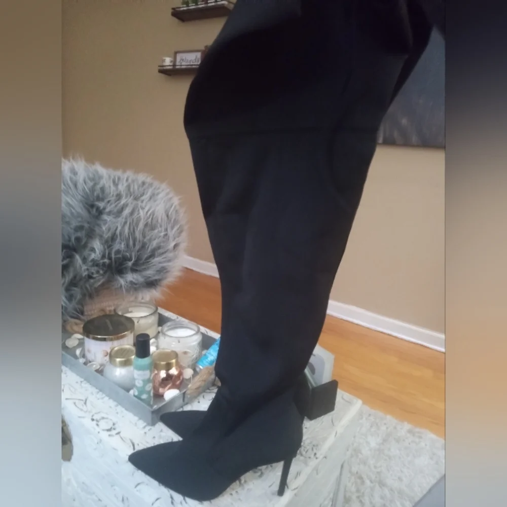 🆕⭐ GOOD AMERICAN black neoprene OTK boots